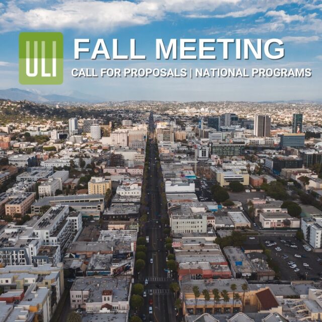Reminder that Fall Meeting proposals for nationally-focused programs are due this week on Friday, March 31st by Midnight EST/9 PM PST! Members submit your idea(s) for individual/co-presenter sessions or panel sessions here: http://on.uli.org/JY3s50NviIJ

We hope to see you all at the Fall Meeting in Los Angeles on October 30th - November 2nd! Learn more here: http://on.uli.org/nsTM50Nvj30

#ULI #FallMeeting #CFP