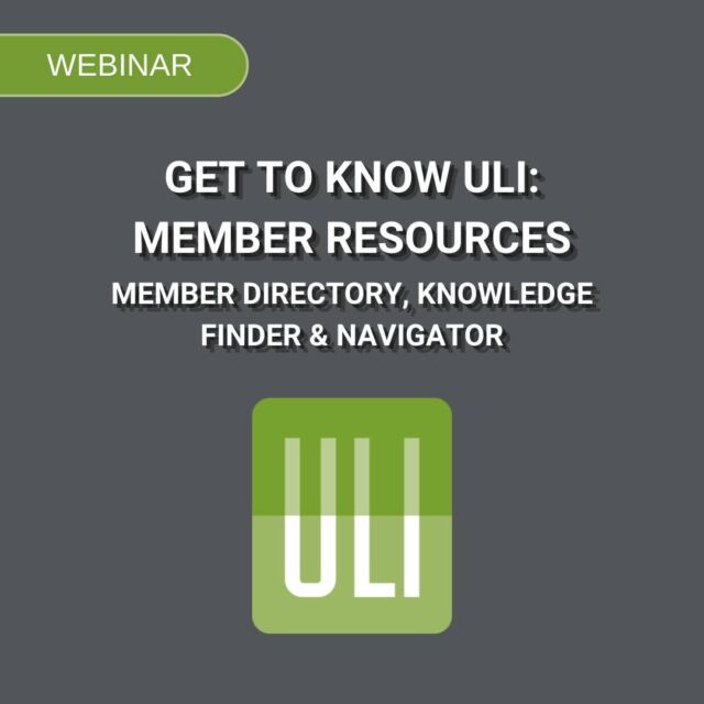 Join us NEXT WEEK on Monday, January 22nd from 11:00 AM - Noon for this free webinar #GetToKnowULI Member Resources: Member Directory, Knowledge Finder, and Navigator! 

Are you looking for a comprehensive guide to ULI? Do you want to learn how to leverage all your membership has to offer? Then this webinar series is perfect for you! 

Exclusive and free to ULI members, Member Directory, Knowledge Finder, and Navigator are online platforms created to help members connect with fellow members across the global network, access the latest cutting-edge research, and discover opportunities to give back to their community or the wider industry. Available to access anytime, anywhere, these platforms are a key resource available to you through your membership and will prove essential in helping you to expand your network, stay up to date on the latest real estate trends and best practices, and discover ways to get involved across the organization.
 
During this webinar, you will:
▪️ Learn more about each of the online platforms, why they were created, and how to leverage them

▪️ Be provided with a live demonstration of each platform that will highlight helpful tips and key features

▪️ Engage in Q&A with Sarah Kennedy, Senior Manager of Member Experience, and Zach Melusen, Senior Associate of Member Experience 

Register for free through the 🔗 in our bio!

#ULI #Membership #WhereTheFutureIsBuilt