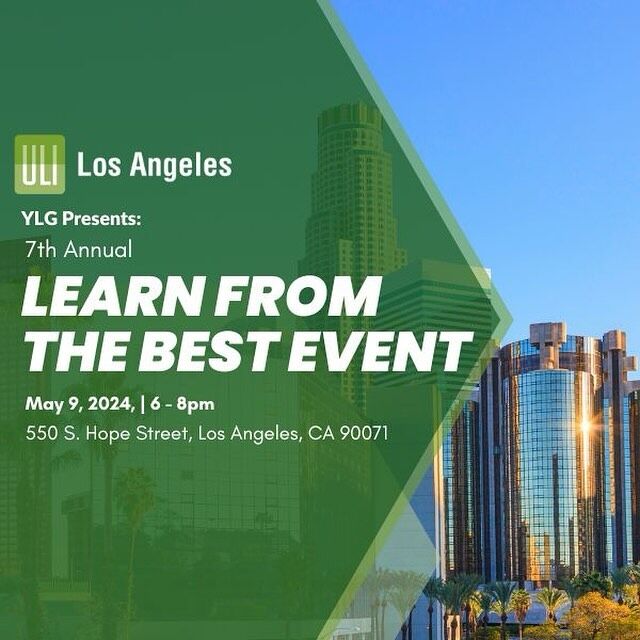 Join #YLG for the 7th annual ‘Learn from the Best’ event, featuring an all-star mentor lineup of LA’s top real estate pros from a variety of industry segments.

The premise is simple: Put Young Leaders and top real estate experts into small format speed mentoring groups, and let each mentor lead the discussion around such topics as career advice, the state of the industry, tricks of the trade, life advice, insights into the current market and much, much more.

During the program, Young Leaders will be exposed to a broad mixture of professional insights by rotating between up to three different industry professionals. The result is an insightful and rewarding experience, which will enable the next generation of real estate professionals to inquire, learn, and grow with help from industry leaders who have paved their own road to success.

Register through the 🔗 in our bio!

#ULI #LosAngeles #EarlyCareer #YoungProfessionals #SpeedMentoring #RealEstate #LandUse #Networking